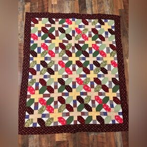 Patchwork Throw Quilt with Multicolor Design